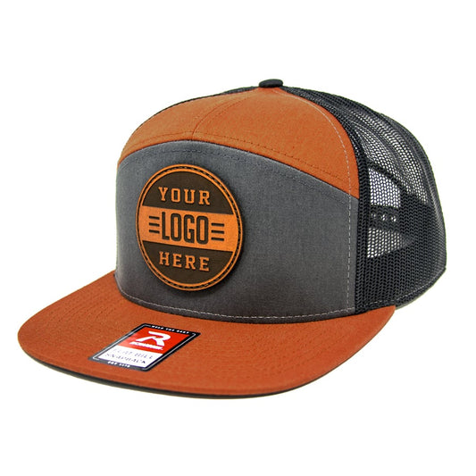 Seven Panel Hat with Leather Patch