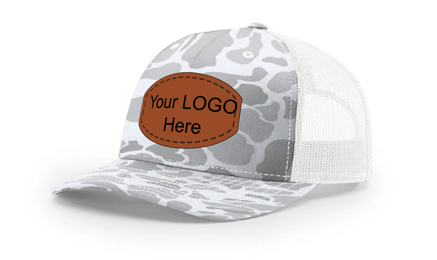 Printed Hat with Leather Patch