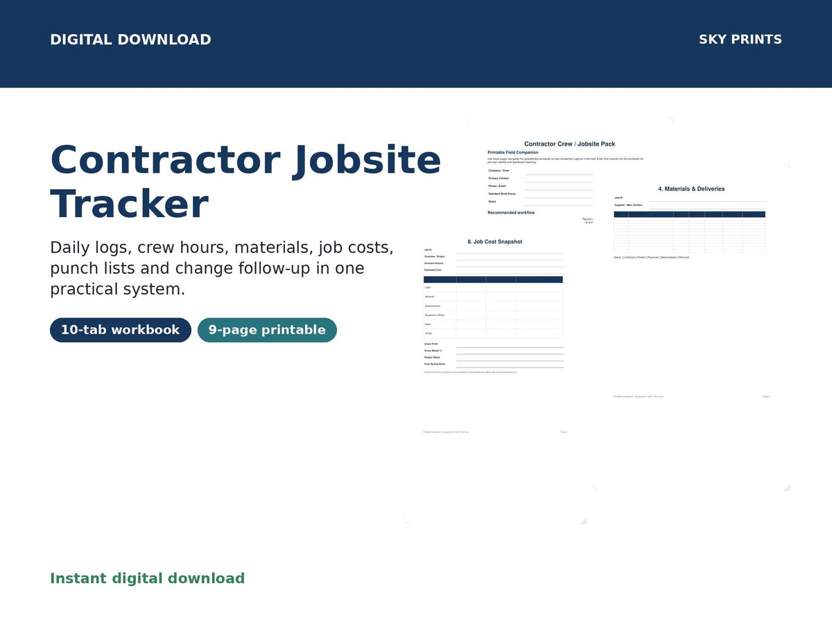 Contractor Jobsite Tracker digital download cover