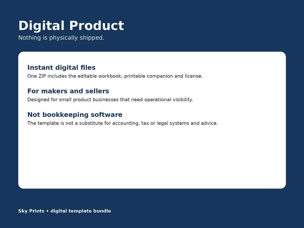Maker Order and Profit Planner digital product download information