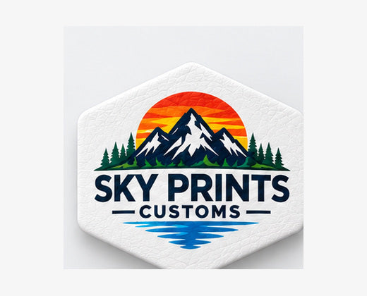 Badge full-color UV patch on white leatherette