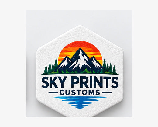 Hex full-color UV patch on white leatherette