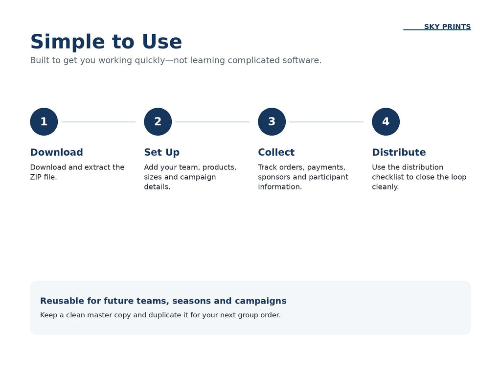 How to use the Spirit Wear Team Order Organizer digital download