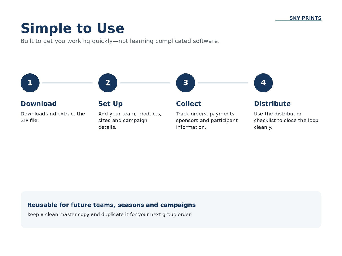 How to use the Spirit Wear Team Order Organizer digital download